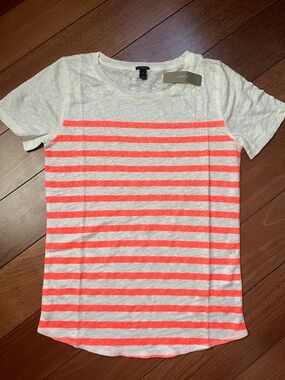 NWT J. Crew Striped Neon Summer Linen Tee